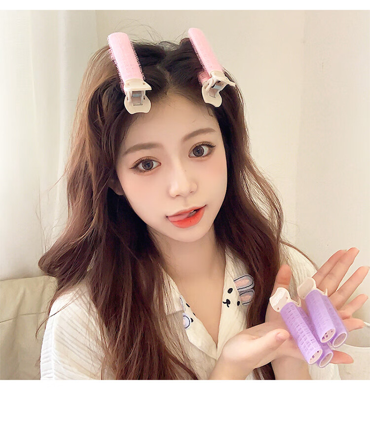 头发蓬松空气刘海定型夹子前额无痕发夹网红卷发筒发卡发饰黑色2个