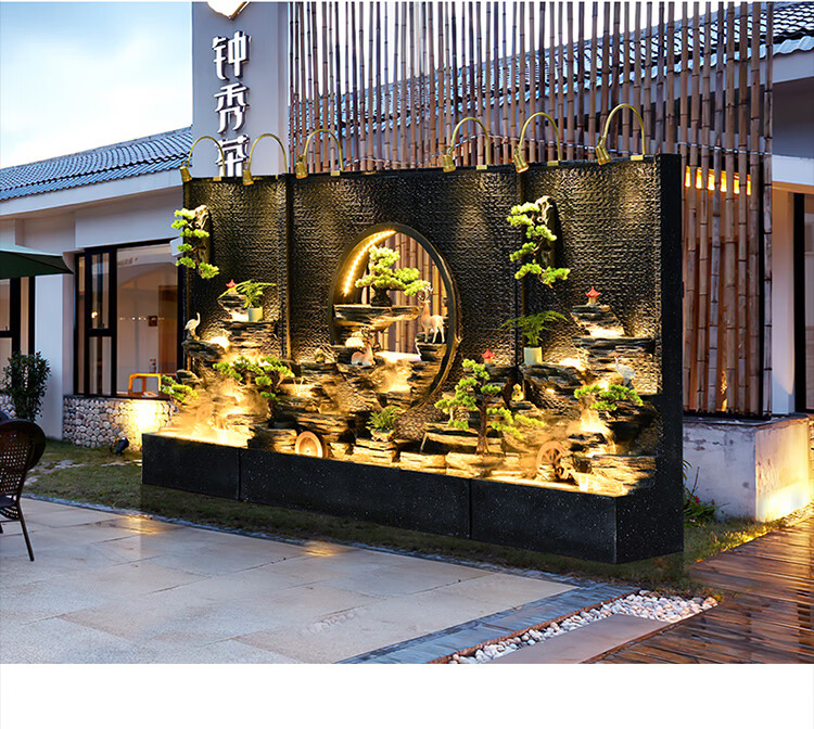 麦桑荷水幕墙流水屏风玄关隔断户外别墅花园庭院假山喷泉景观瀑布摆件