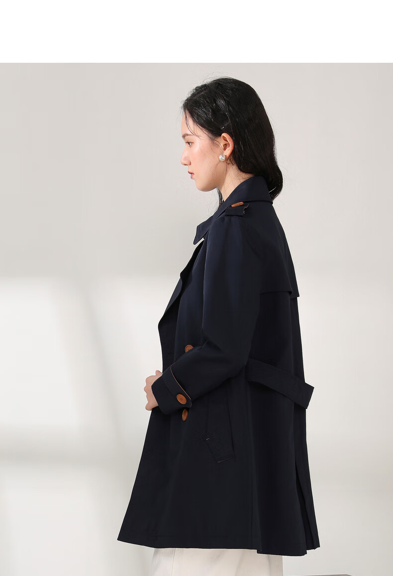 yifini易菲风衣女中长款2021年春新款大衣工装小个子女士外套2009f928