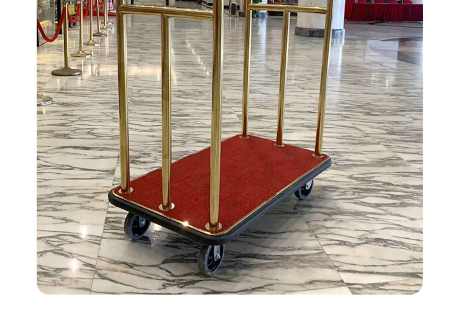 酒店行李车大堂不锈钢机场平板拖车轮子加厚手拉车行李手推车 a款平顶