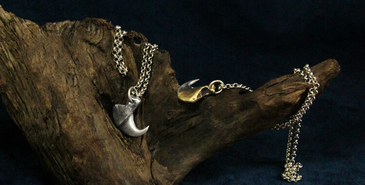 虎爪银虎狼牙男士项链男生吊坠生日礼物宝绽金色款银链