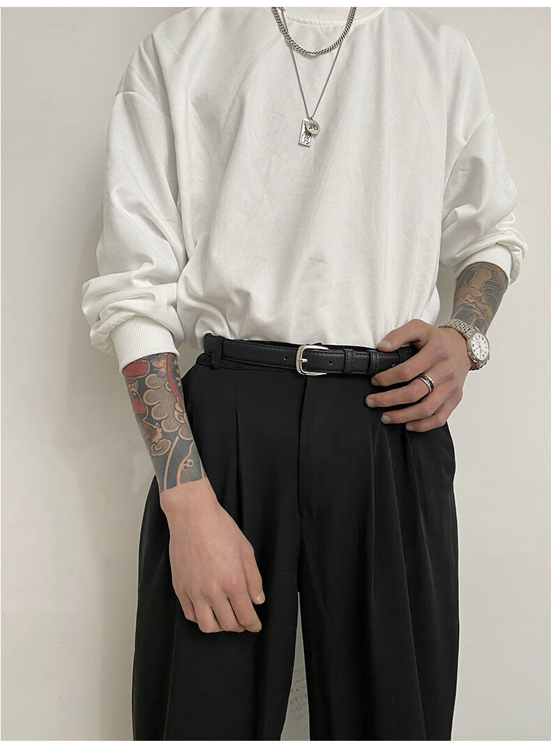 男士细腰带皮带男通用韩版学生潮ins年轻人港风简约百搭个性休闲黑细