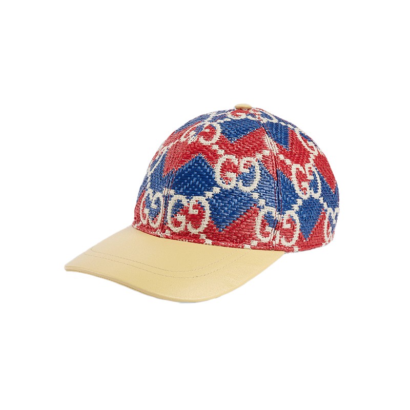 gucci古驰帽子男女同款情侣款gg草编效果棒球帽705165 3hakx 8476预售