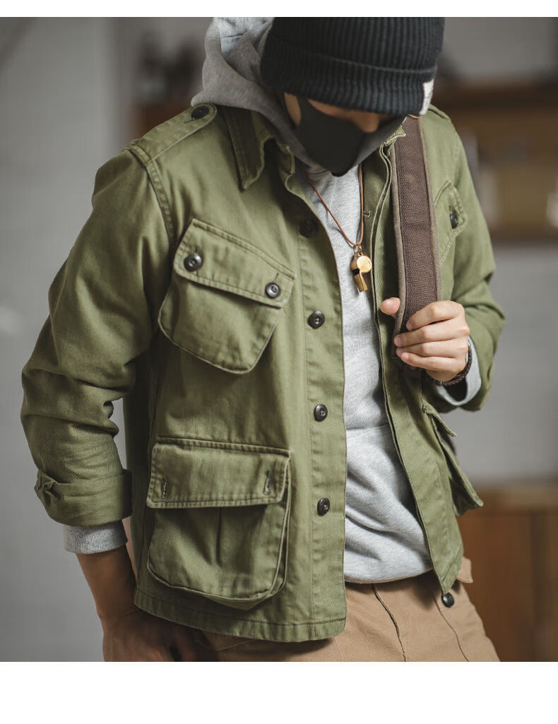 美式潮宽松cec复古丛林工装夹克阿美咔叽复刻伞兵服上衣外套sn9580军