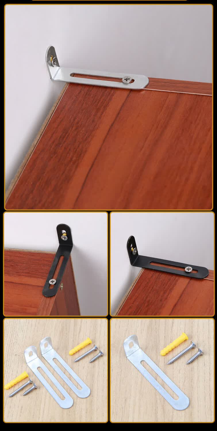 柜子固定器家具防倾倒书架花架防倾倒房书柜防倒装置l型防倒架白色1套