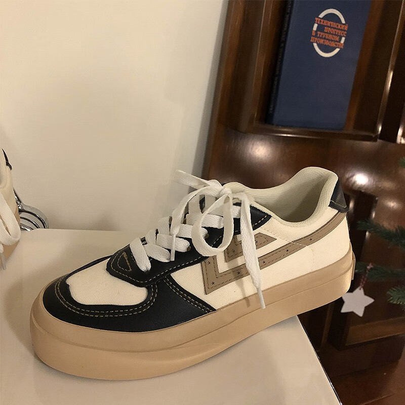 huipretty复古ins女鞋港风板鞋女原创小众鞋子学生百搭帆布鞋休闲鞋米