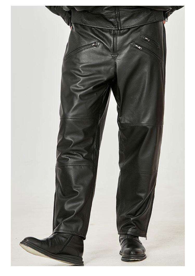 头层鹿皮皮衣皮裤套装男加绒加厚皮毛一体飞行员皮夹克空军机车服 深