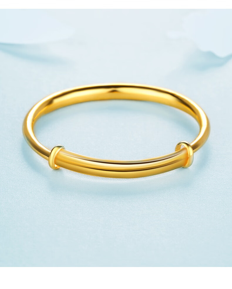 玛莎梅拉高端品牌珠宝手镯简约女实心光面推拉999手镯宝宝镯妈妈款金