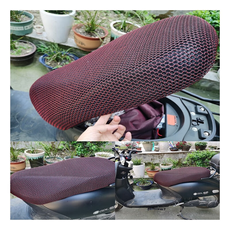 qt5a电动车m6冠能防晒坐垫套防水隔热透气防滑雅迪m6座套三明治水彩