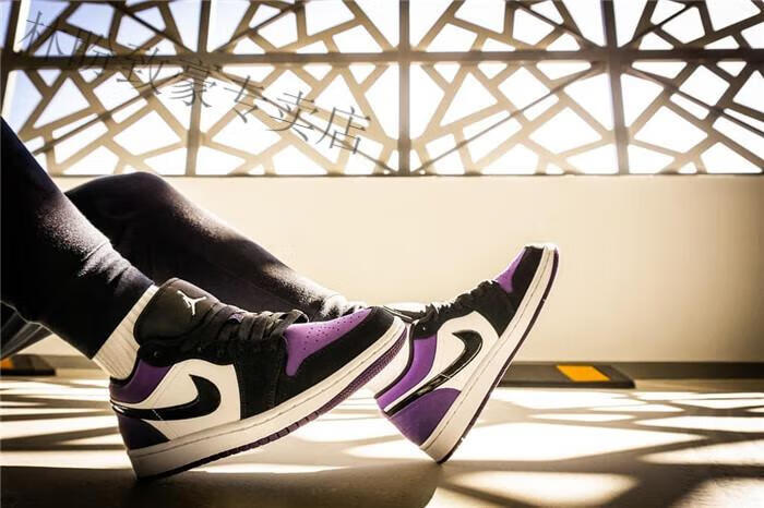 乔1air 1 aj1 low 黑紫脚趾低帮 男女篮球鞋 553558 12 旗舰官方