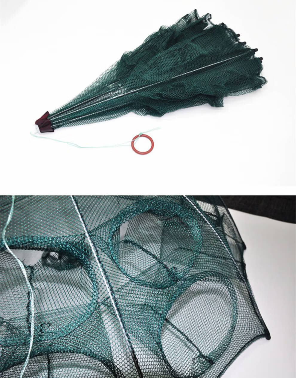 捕螃蟹网笼花篮鱼网渔网折叠龙虾螃蟹黄鳝笼捕鱼神器夜光珠加粗加厚16