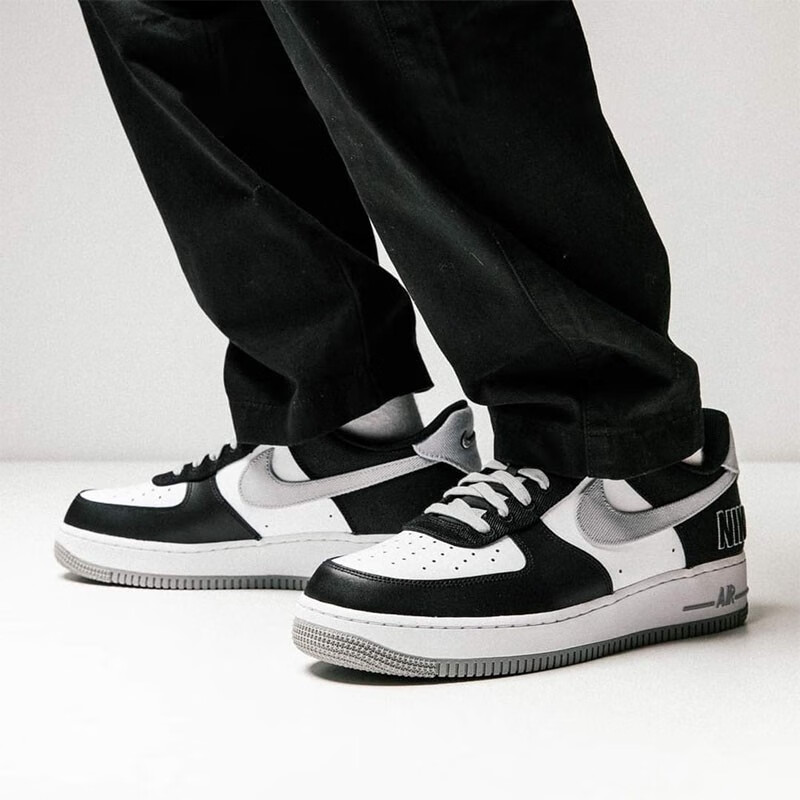 耐克nikeairforce1空军一号af1男鞋板鞋运动休闲鞋黑白银扣彩虹像素