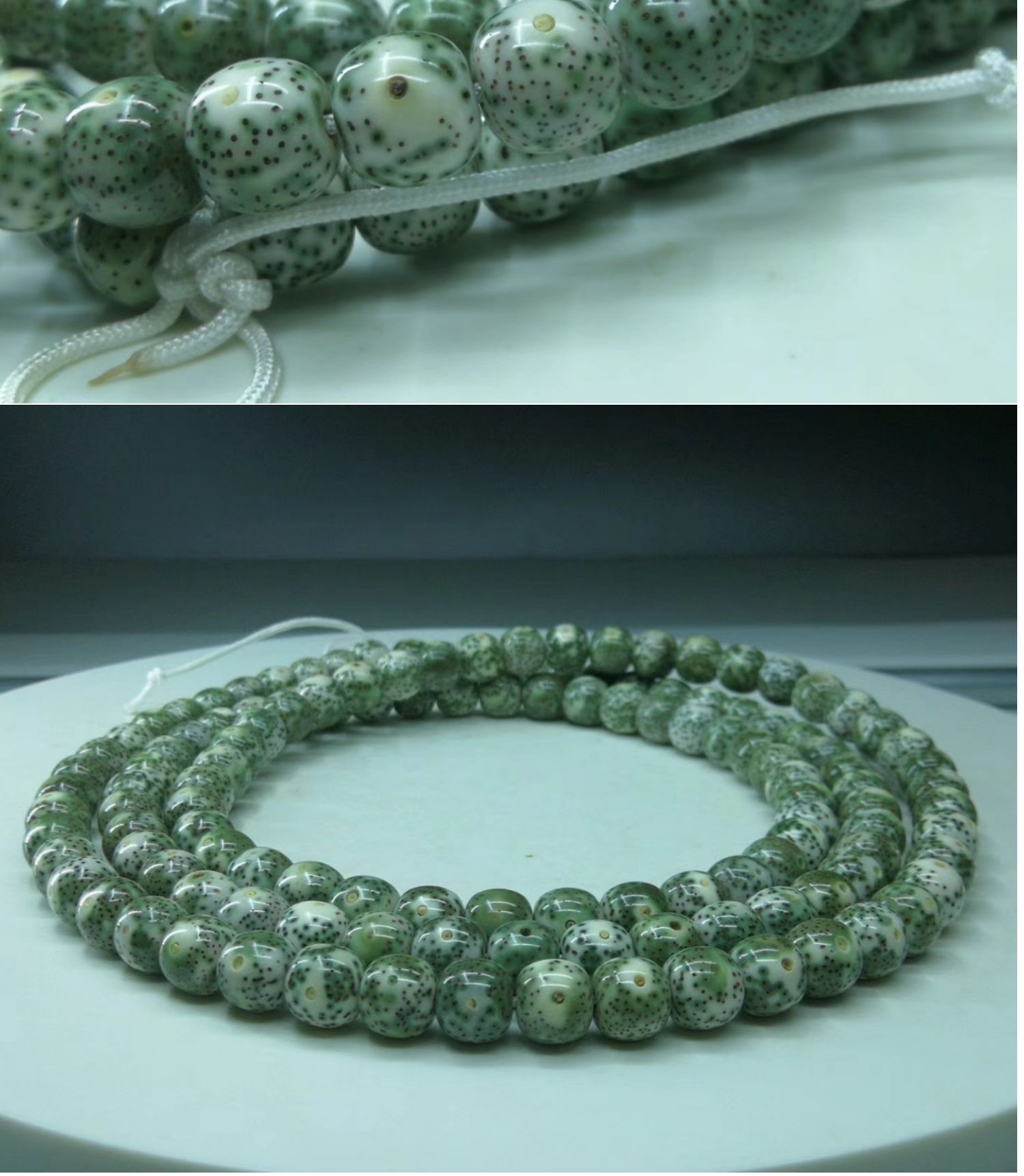 阴皮青花瓷高密正月海南星月菩提108颗手串男佛珠毕业级满绿女士项链