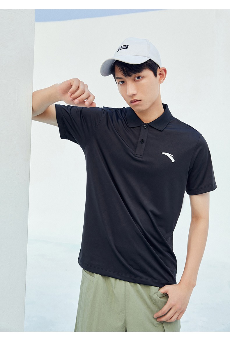 安踏运动polo衫男子2022春夏新款官网旗舰透气舒适休闲短袖t恤白a