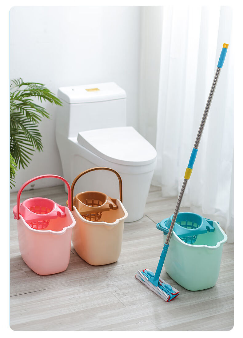 加厚带轮拖把桶家用手动挤水桶压地拖桶拖地塑料旋转拧水墩布桶