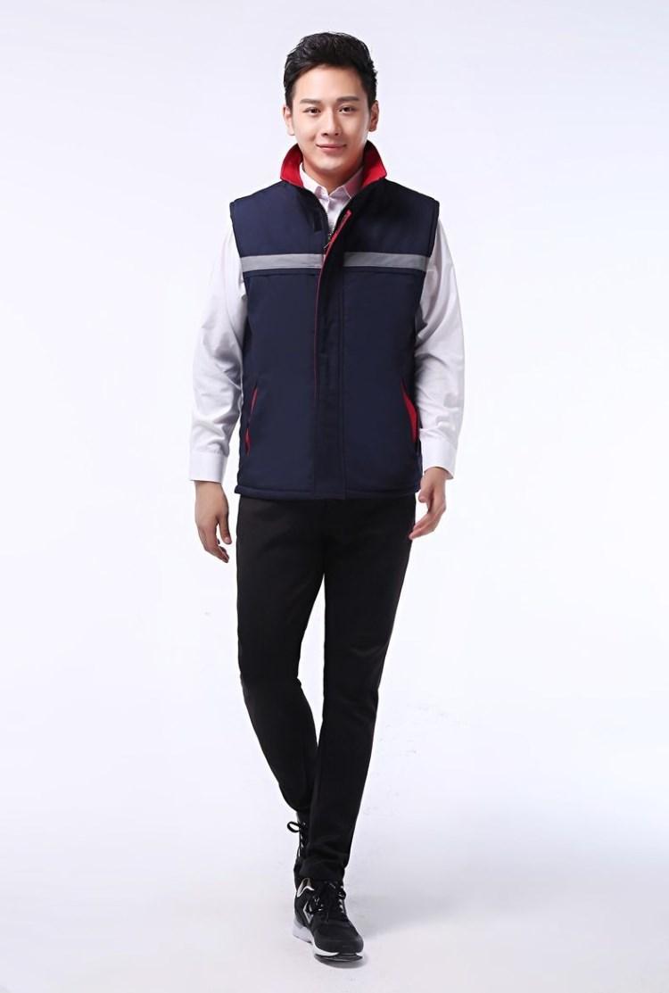 蓦沐冬季加厚马甲棉衣男女工作服夹棉劳保超市物业保洁马甲背心深藏蓝