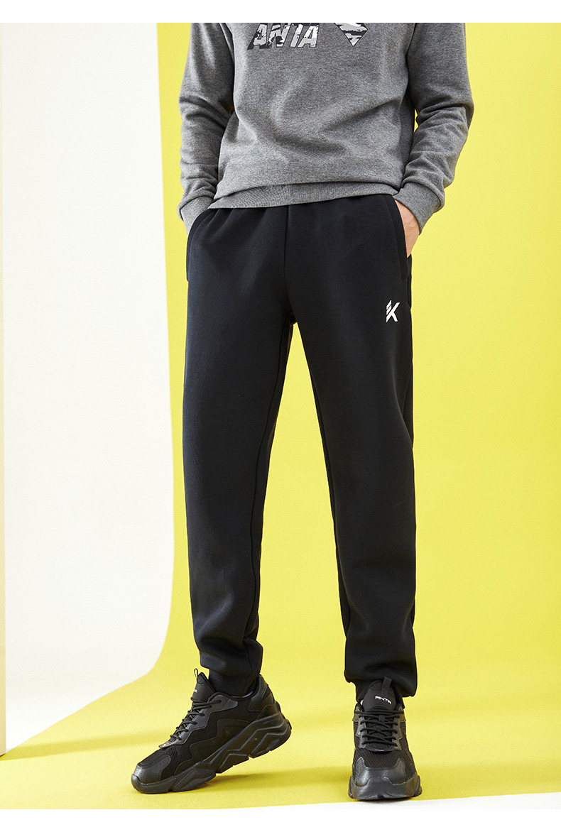 商场同款安踏男裤运动裤冬季新款kt系列针织收口宽松直筒休闲长裤子1