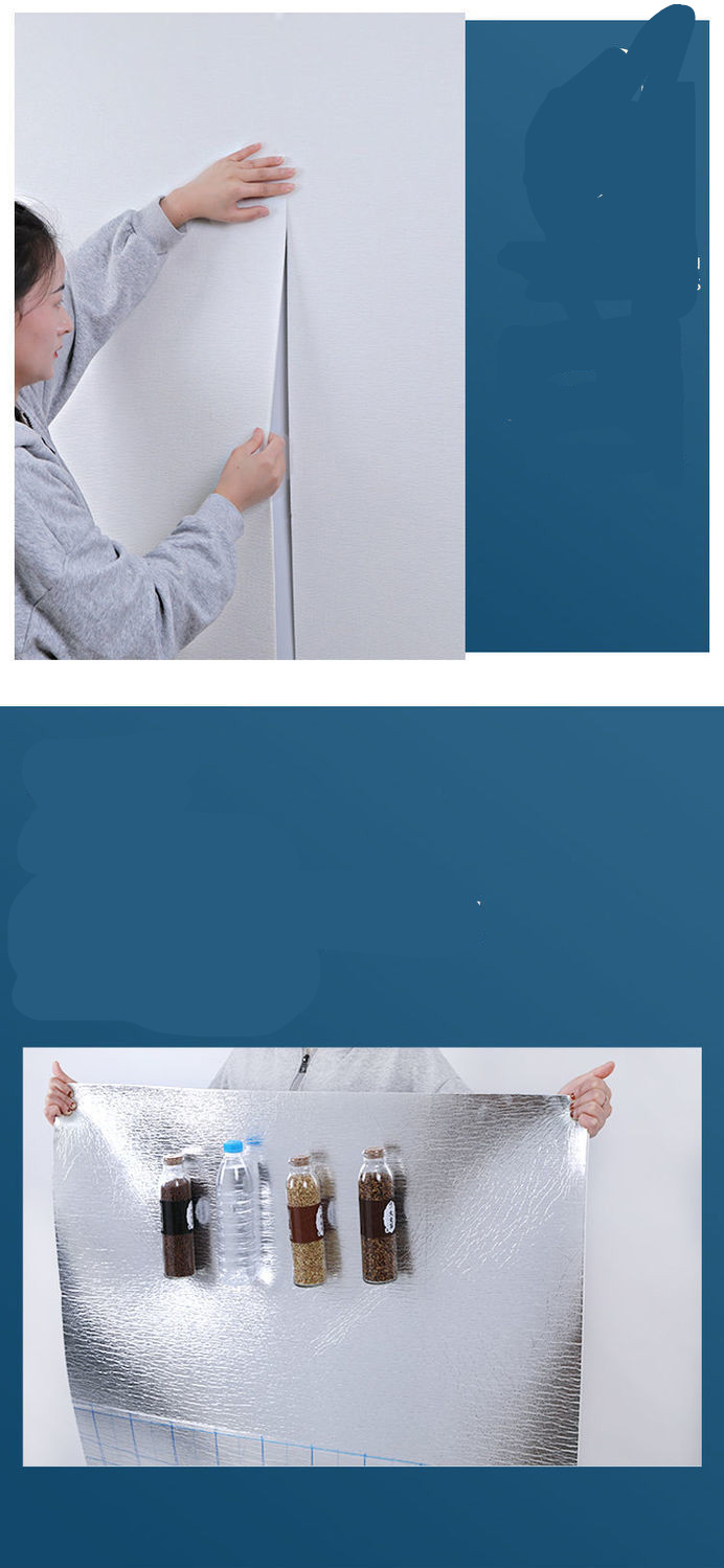 加厚铝箔隔热壁纸自粘墙纸浩驰亚麻雅白保温隔热升级长28宽1米1卷1卷