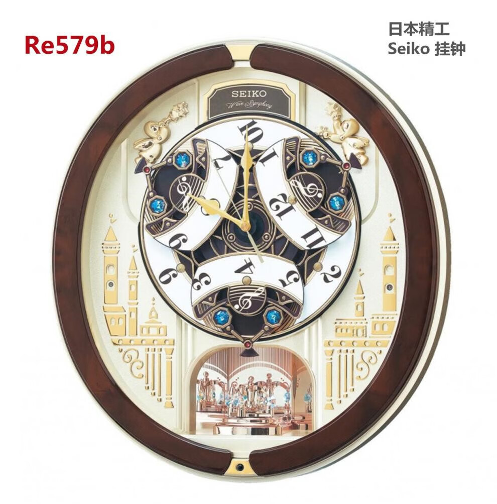 现货速发6015旗舰新款日本原装进口精l工挂钟 电波挂钟音乐盒钟re