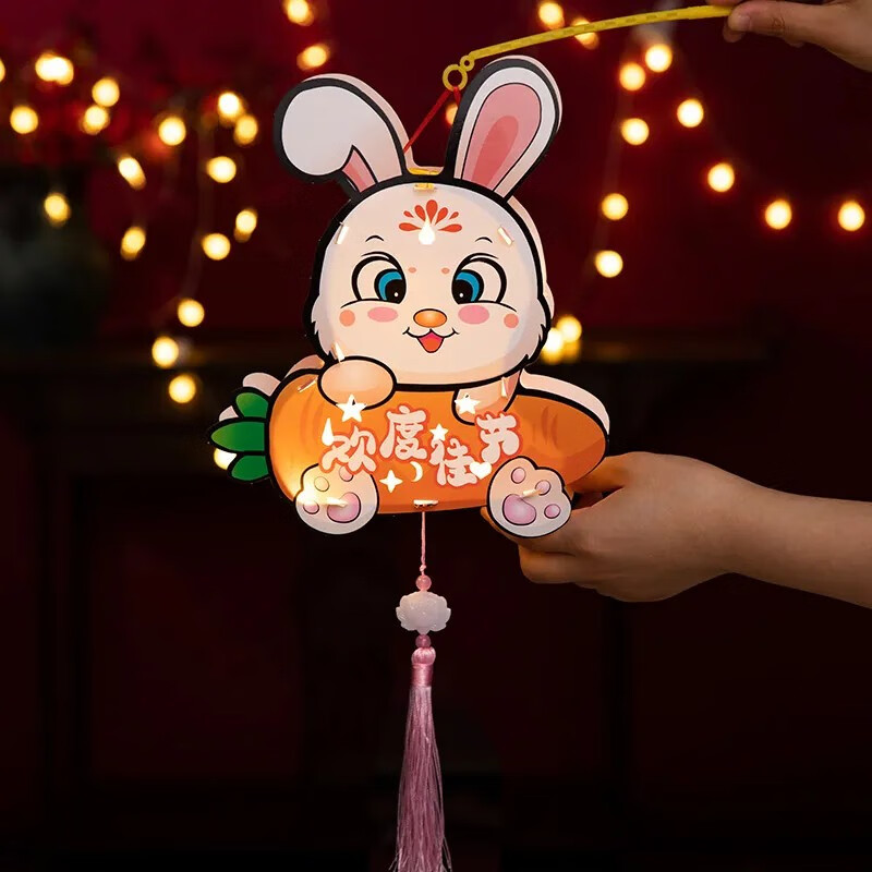 灰妮子中秋节国风灯中秋挂饰手提花灯宫灯儿童diy手工制作 美妆工具 随机图案 2个装
