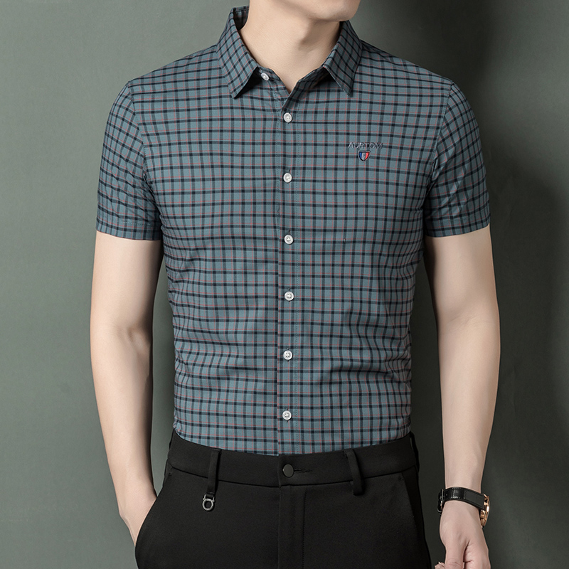 【抖音同款】卡尔皮诺商务男装卡尔皮诺2265男士休闲格子微上身精神