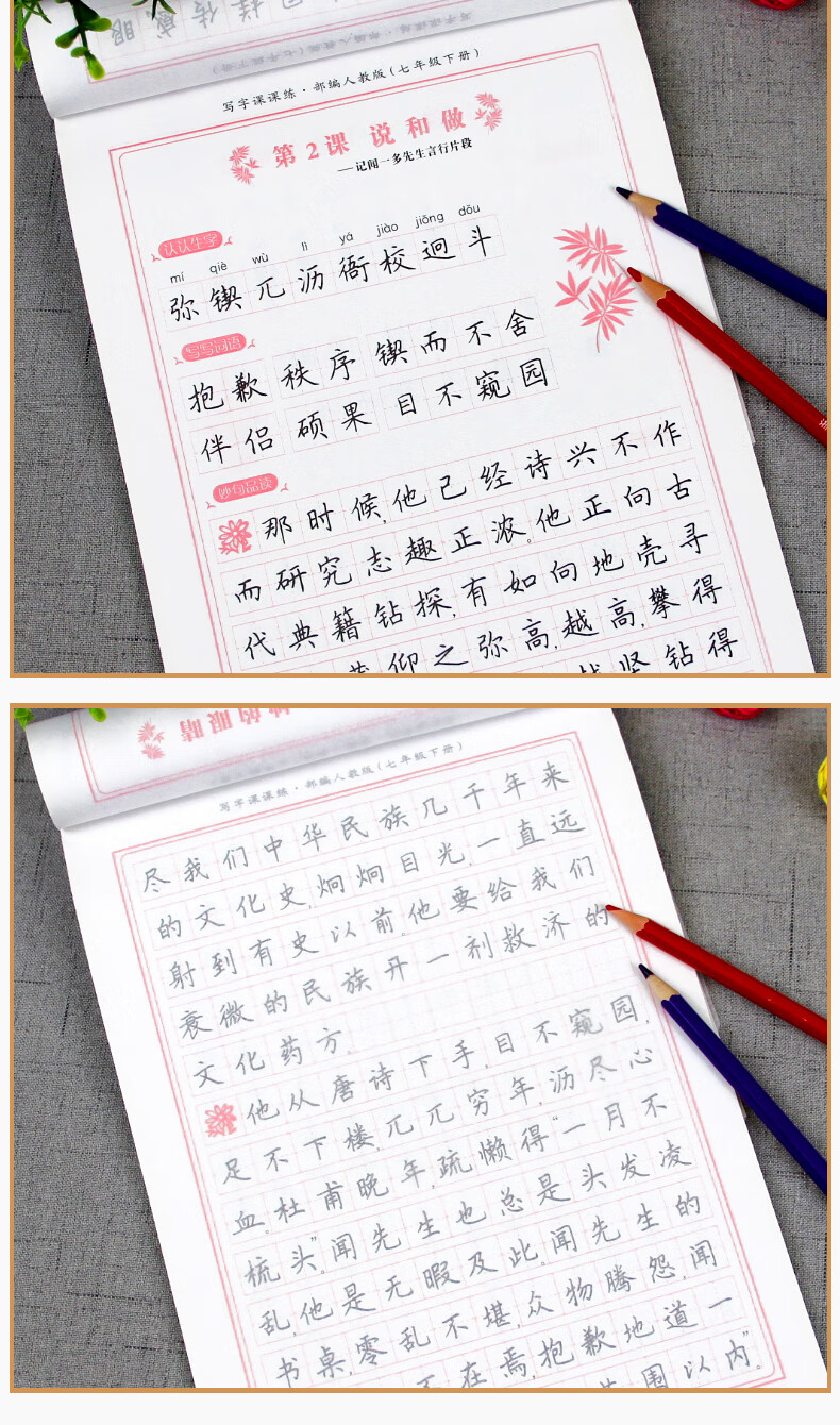七年级下册语文字帖初一同步练字帖部编版人教版下2022年写字练字钢笔