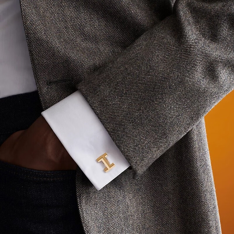 hermes爱马仕男士配饰衬衫袖口金属衣袖钉方块h袖扣银色