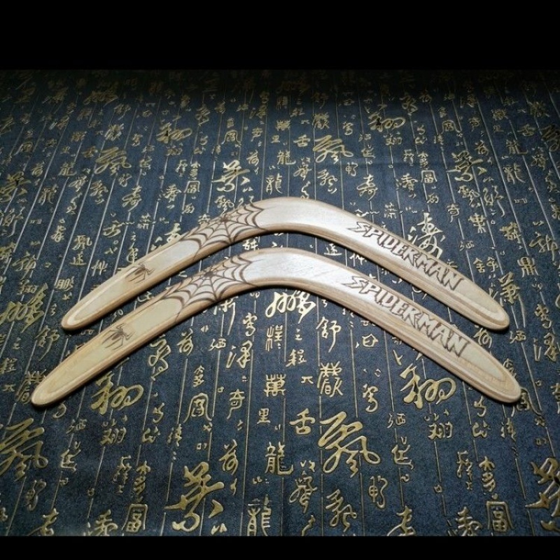 回旋飞镖木质回旋镖 飞去来器 回力镖 回力标 回旋飞镖 蜘蛛侠 黑色