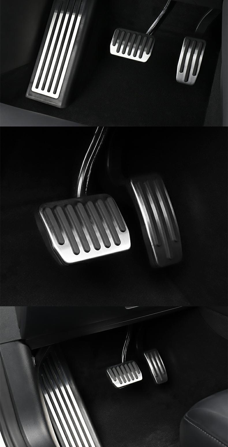 适用于tesla特斯拉model3/y油门刹车休息踏板内饰改装配件装饰品 亮银