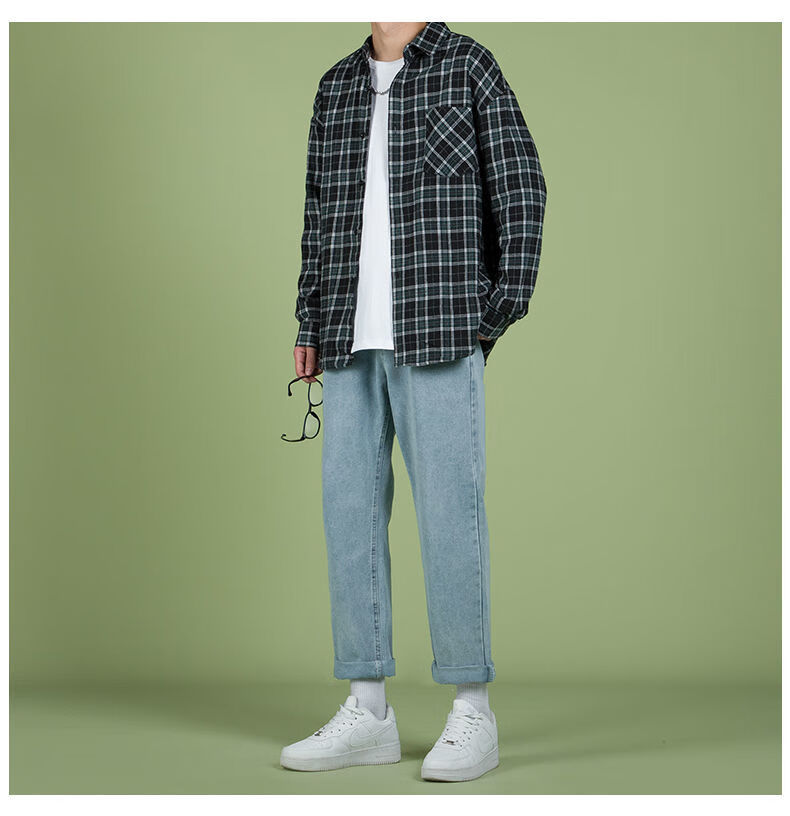 2022秋冬季新款男士衬衫休闲三件套装春秋运动服一套学生韩版潮流百搭