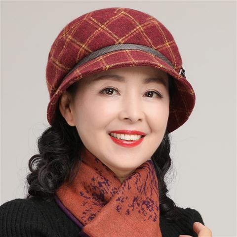 树染潮牌中老年帽子女春秋季韩版盆帽渔夫帽休闲百搭婆婆帽时尚保暖