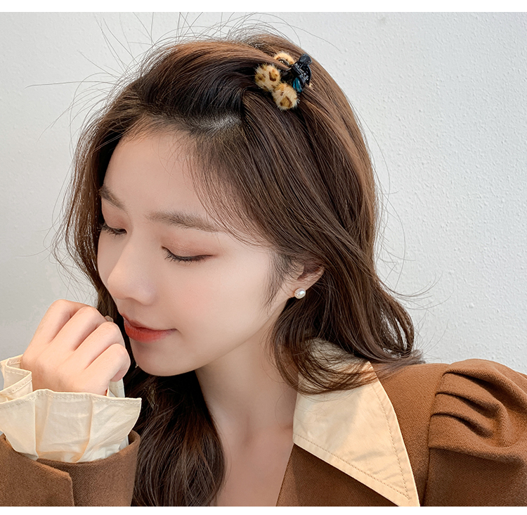 韩国秋冬毛绒小发抓夹气质女刘海抓夹前额毛毛发夹侧边小号头饰樱桃小