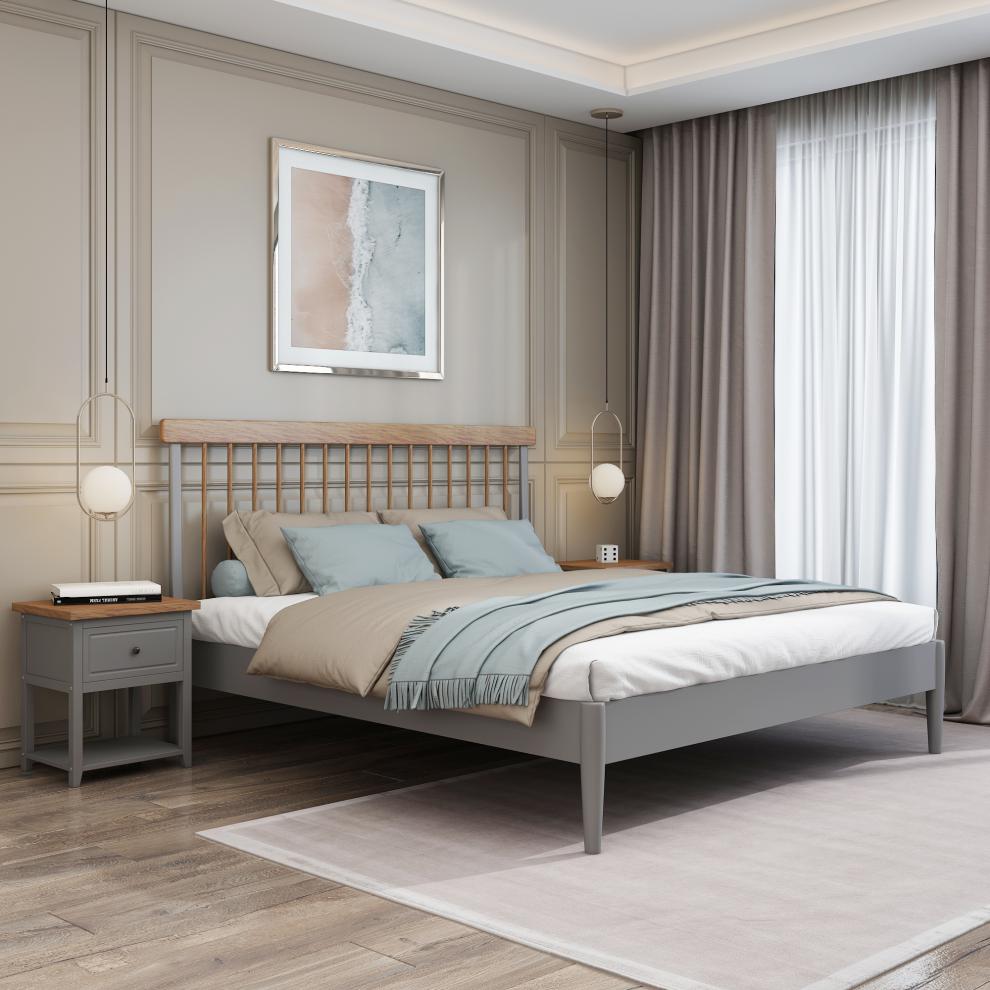 白橡木床实木白橡木床实木床18米美式床白色北欧家具橡木单人床现代