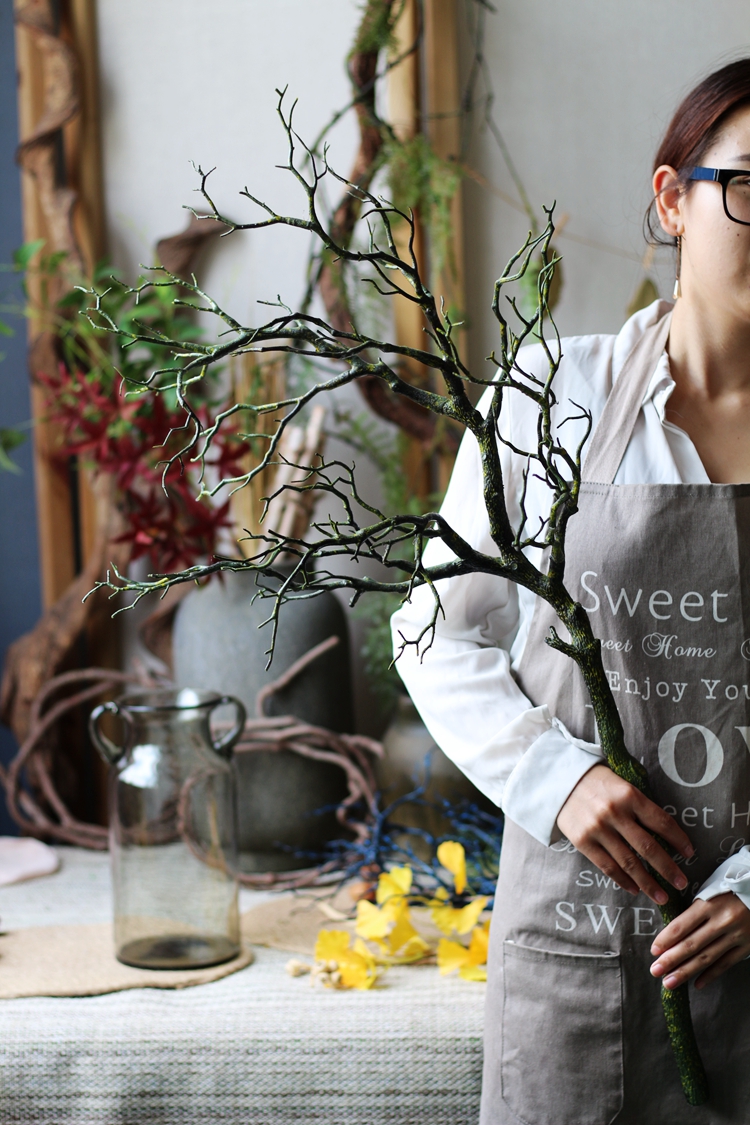 仿真枯树枝仿真树枝艺术装饰树枝树干插花摆件搭配花艺仿真枯枝绿色35