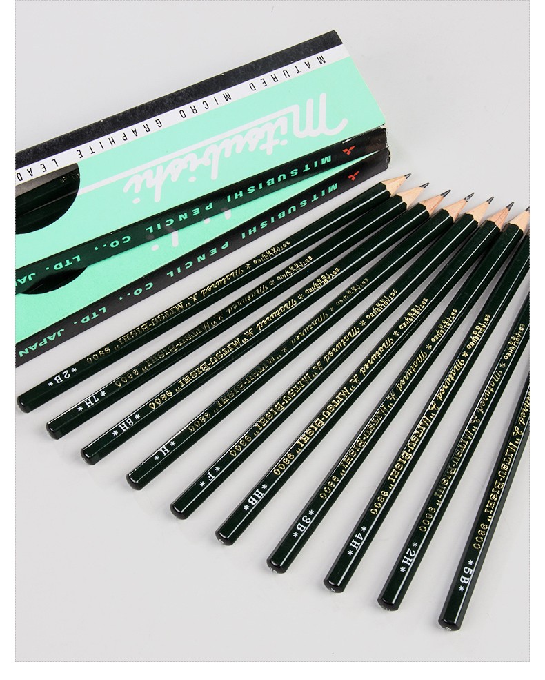 日本三菱(uni)美术素描铅笔 学生绘图铅笔9800 12支装 7b【图片 价格