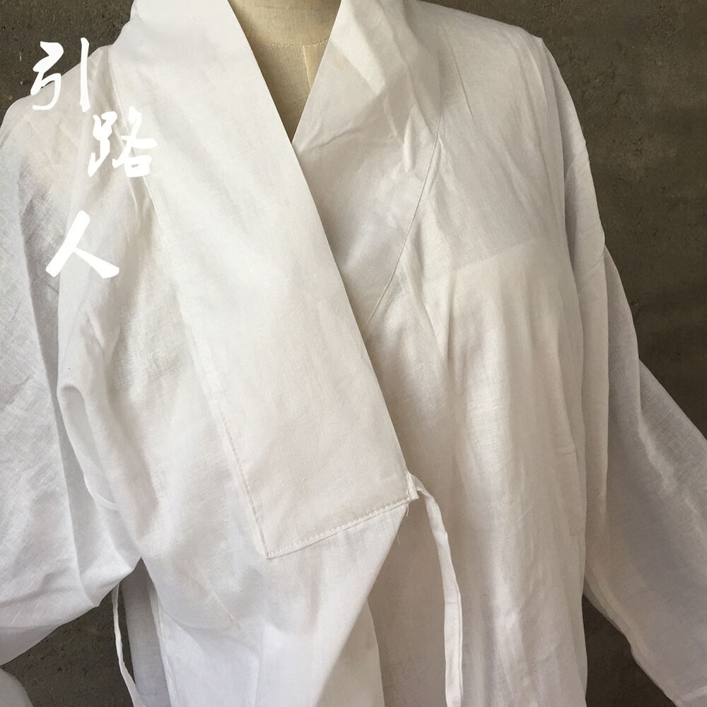 孝衣套装 丧服女孝衣孝帽偏襟孝服殡葬白孝衫丧服纯白色丧葬衣服 上衣