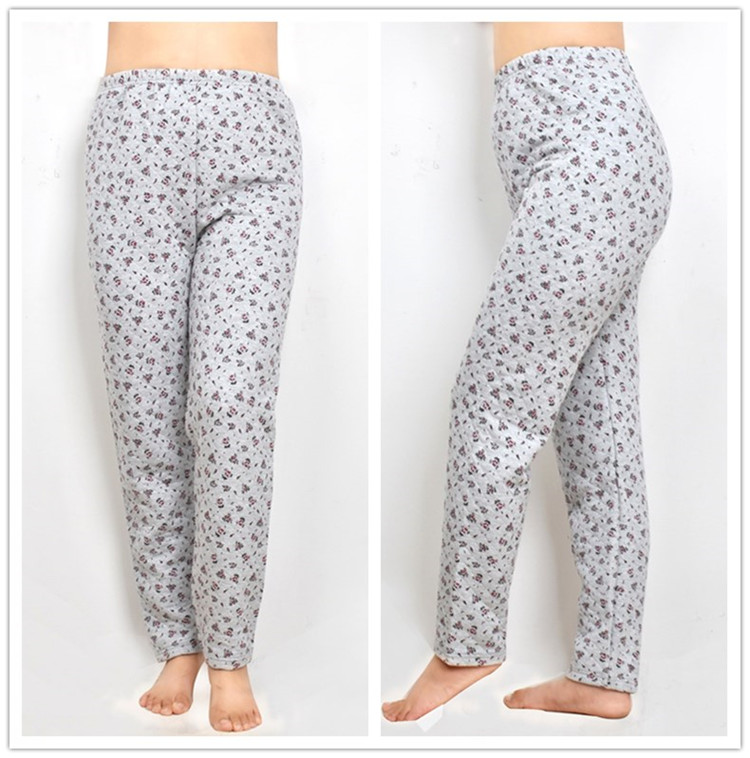 雅旗依中老年三层夹棉保暖裤女士薄棉裤大码毛裤中老年棉保暖裤女高腰