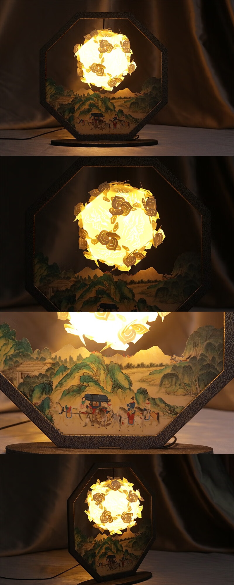 锦鲤纸雕灯 中国风3d立体光影纸雕灯创意手工古风剪影纸艺小夜灯礼品