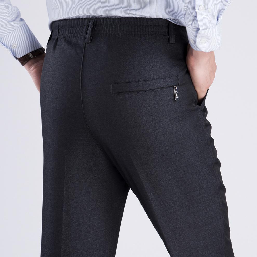 高品质西裤秋冬新款中老年休闲西裤松紧高腰双裤腰深档男裤直筒免烫