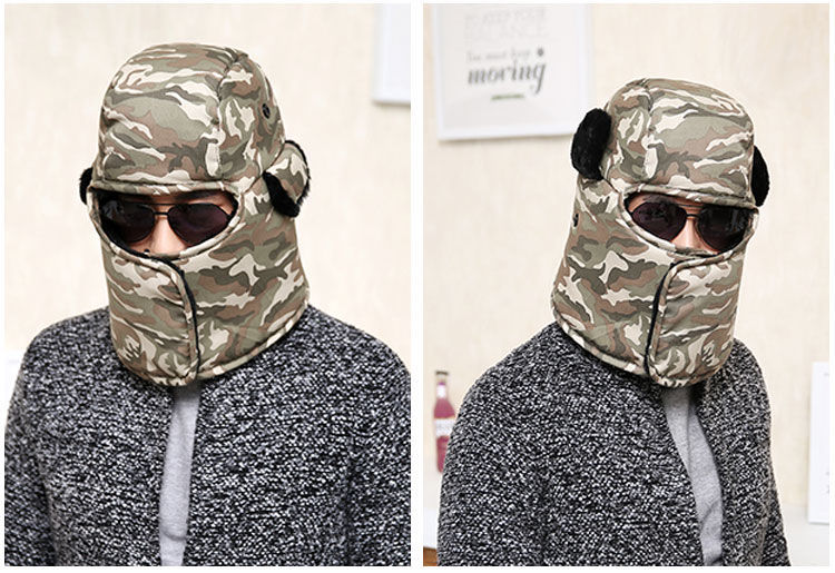 希尔库班帽子一体保暖新一代雷锋帽男女士冬季户外保暖加绒加厚护耳