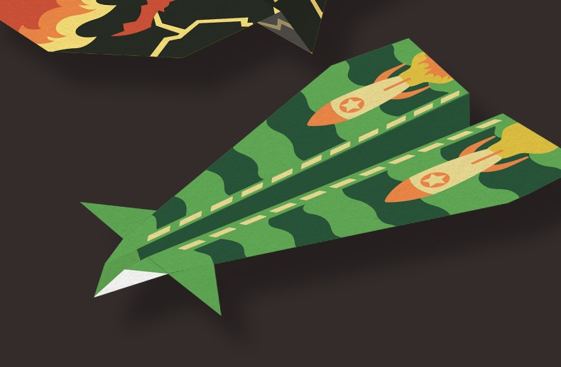 科答鸭弹射纸飞机玩具男孩户外手抛枪式滑翔发射器模型diy手工制作