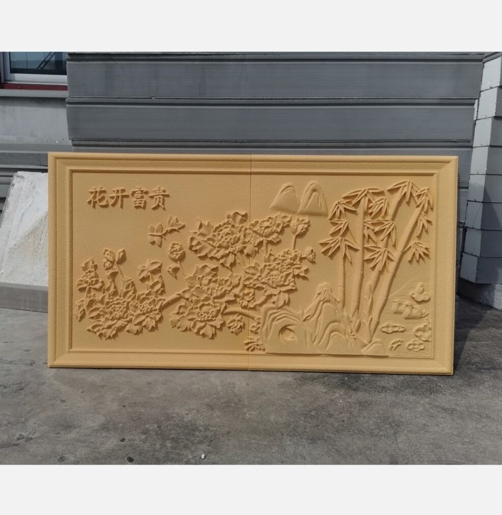 欧式eps浮雕别墅外墙装饰泡沫浮雕eps线条仿砂岩富贵花开浮雕荷花鱼2