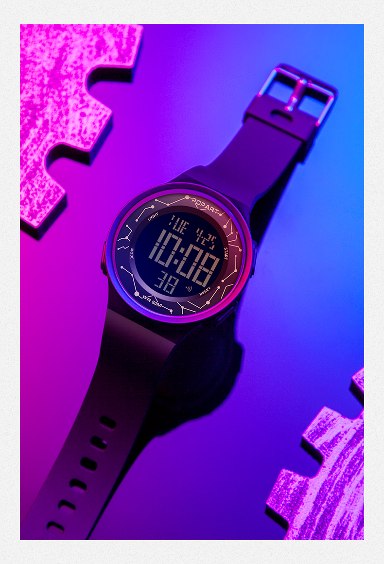 popart手表男学生韩版潮流运动多功能中小学青少年电子表初高中防水