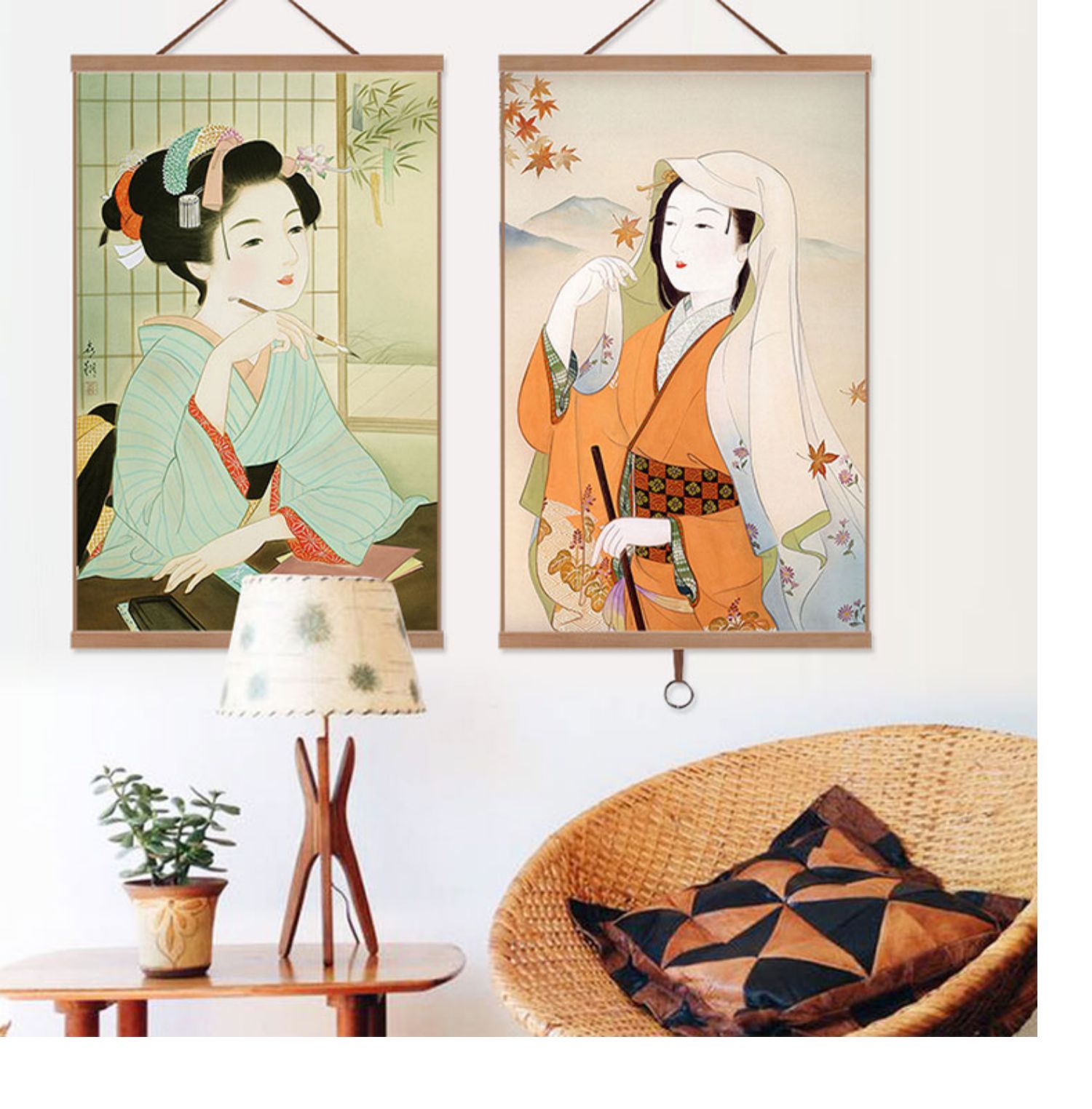 日式挂画客厅过道壁画日本料理店艺伎仕女图榻榻米酒屋餐厅装饰画 11