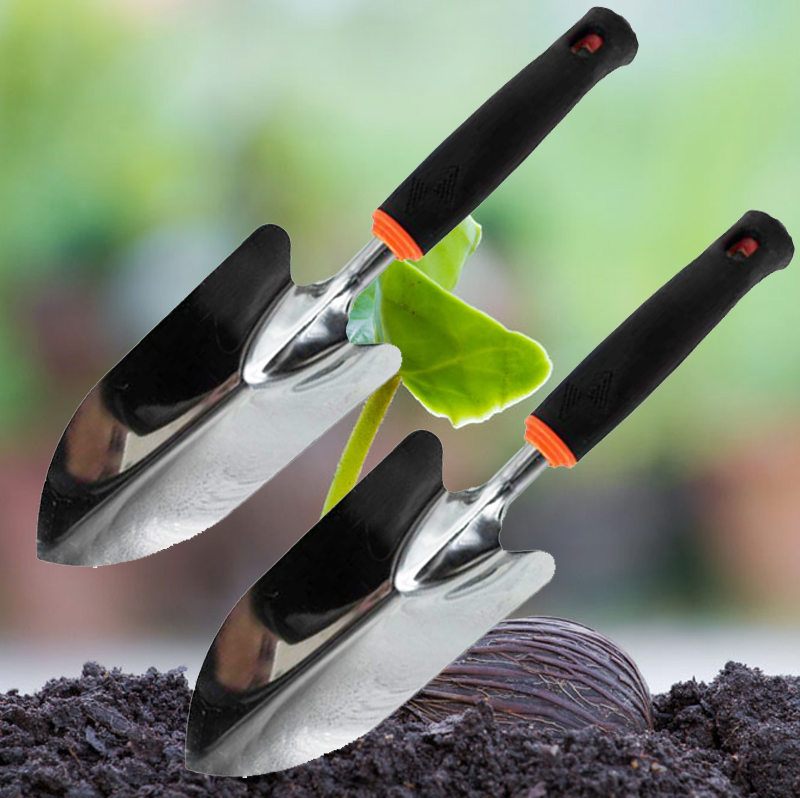 园艺种花松土工具不锈钢铲子铁铲 户外农用尖头小铁锹挖树锹