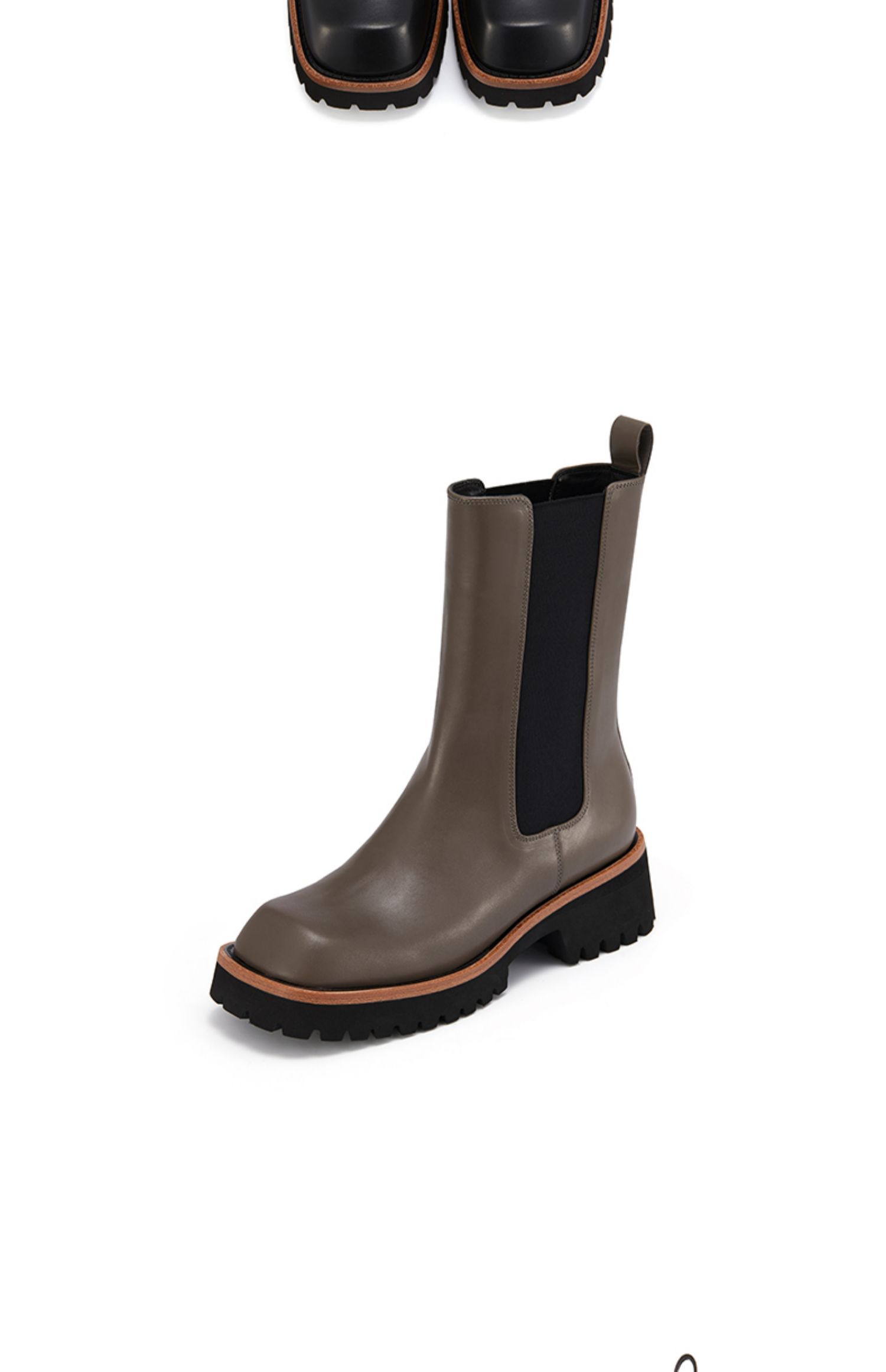 westory2021秋季新款时尚切尔西中靴厚底烟筒靴机车风w21ds80971灰色