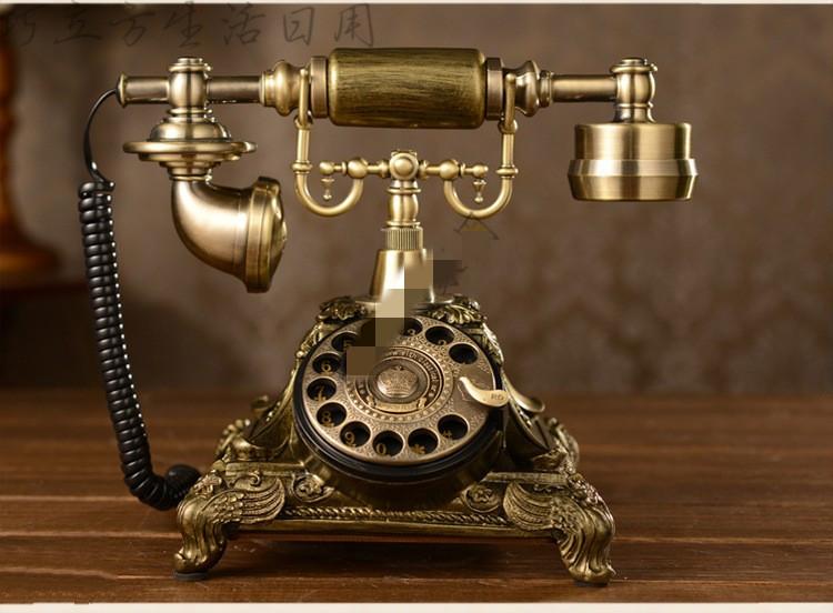 可狄(kedi) 老式民国实木旋转盘电话机仿古复古拨号电话中式古董家用