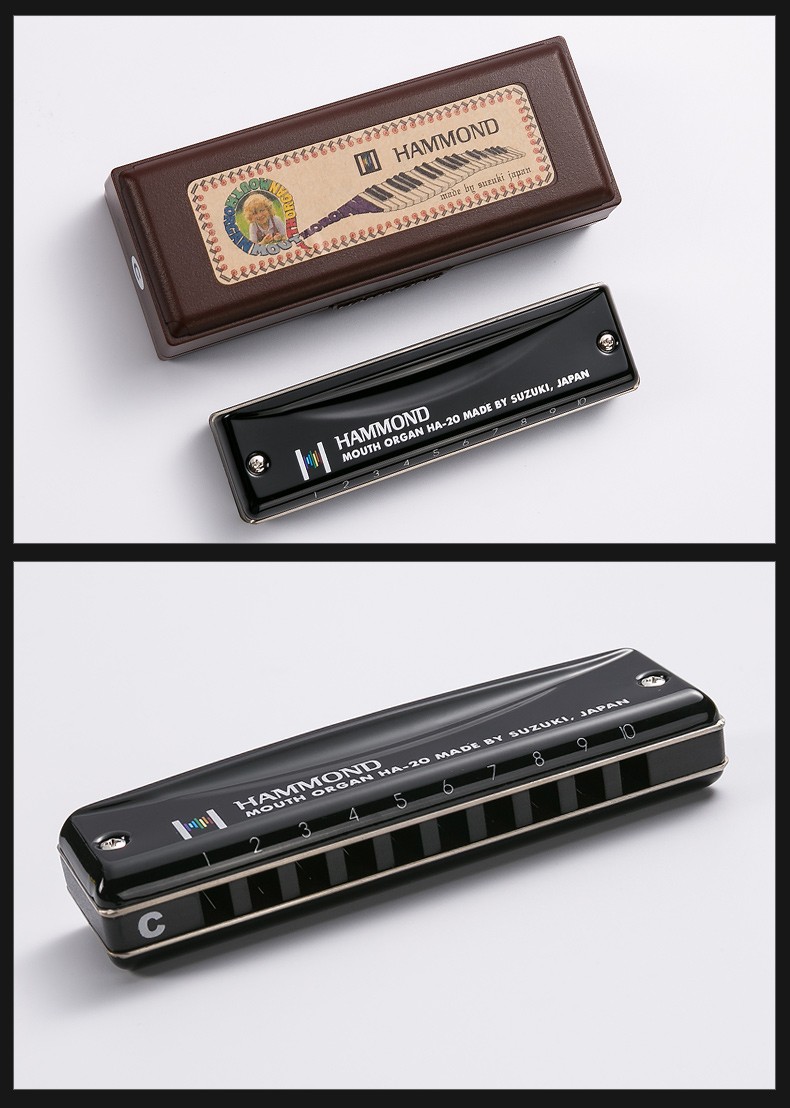 追梦人乐器suzuki日本原装铃木ha20全金属口琴铃木10孔演奏级初学学生