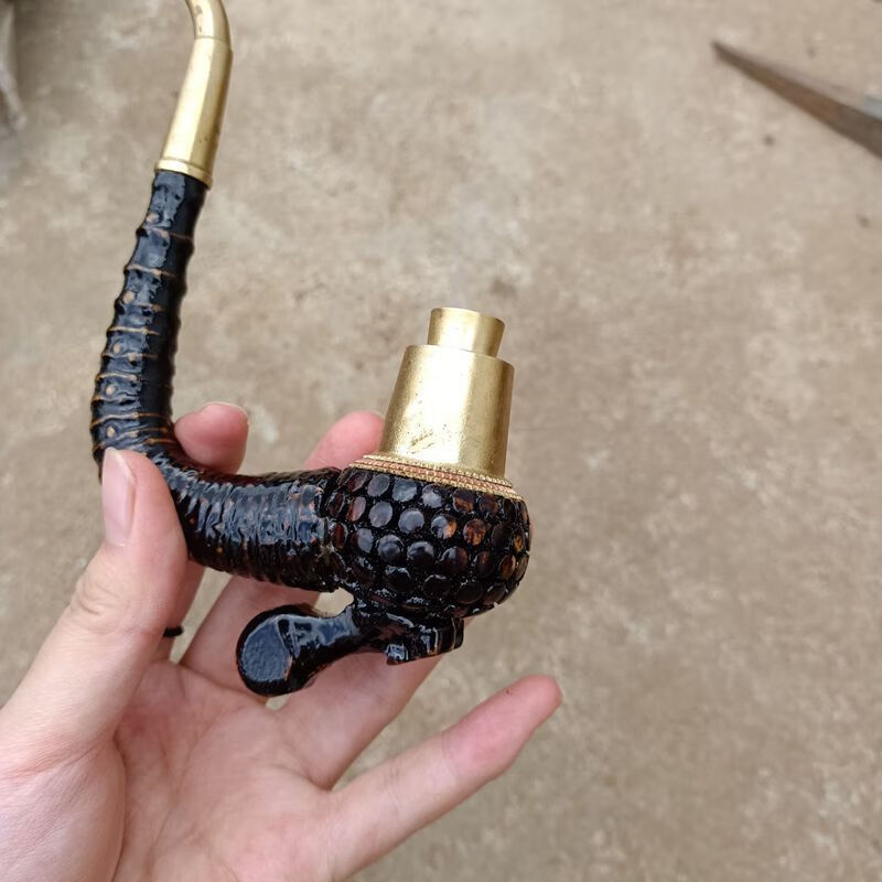竹节烟杆老式手工烟杆竹根旱烟袋锅烟枪配礼品礼物人工黑竹子烟杆1根