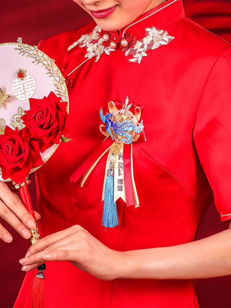 胸花婚礼全套新郎新娘结婚襟花父母伴郎伴娘别花胸针婚庆用品 金龙彩